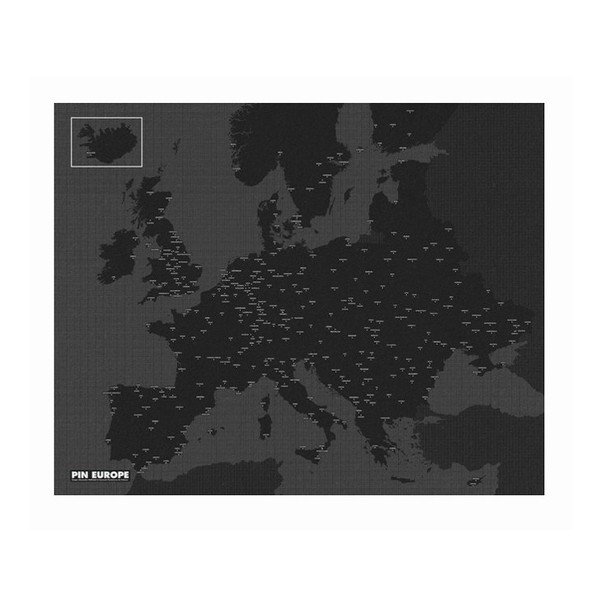 Juodos spalvos sieninis Europos žemėlapis Palomar Pin World, 100 x 80 cm-image-1
