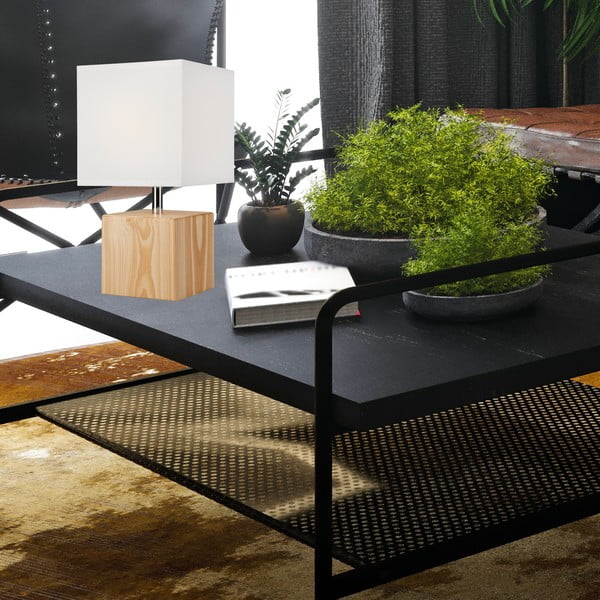 Stalinis šviestuvas šviesiai rudos spalvos (aukštis 29,5 cm) su tekstiliniu gaubtu Natura – LAMKUR-image-1