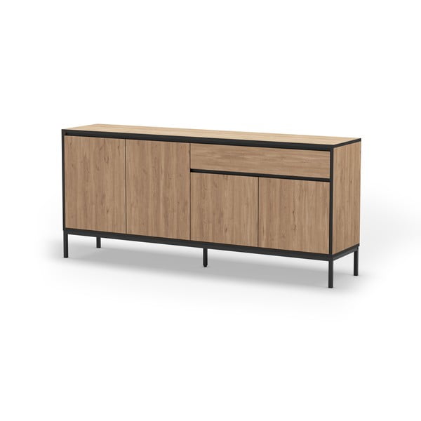 Žema šoninė spintelė natūralios spalvos iš ąžuolo 180x80 cm Lorenza – Marckeric-image-2