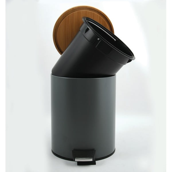 Tamsiai pilkos spalvos iš plieno šiukšliadėžė su pedalu 3 l   Adonis – Spirella-image-2