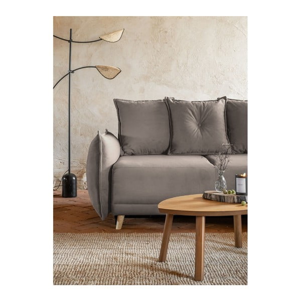 Sulankstoma kampinė sofa iš kordinio velveto šviesiai rudos spalvos (kintama) Lazy Lukka – Miuform-image-4