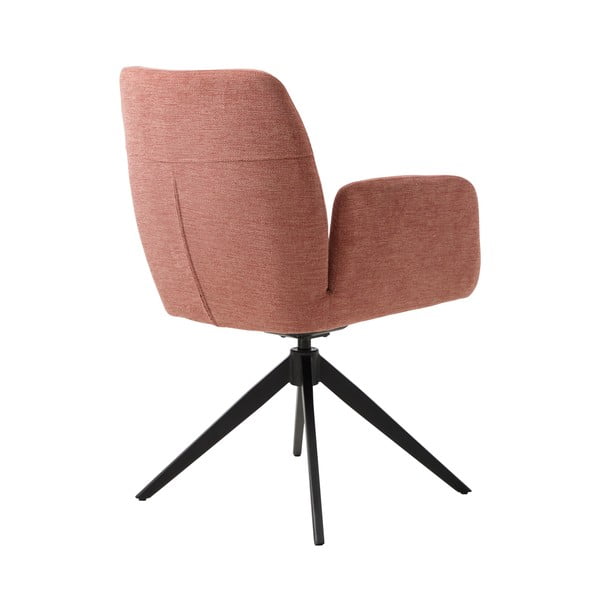 Rožinės spalvos iš audinio valgomojo kėdė su porankiais Roxana – Unique Furniture-image-4