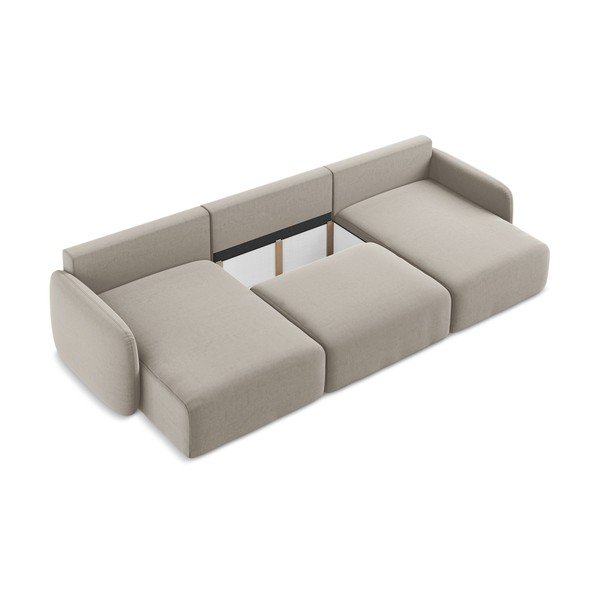 Taupe spalvos sulankstoma/su sandėliavimo vieta kampinė sofa iš velveto („U“ formos) Kalena – Makamii-image-4