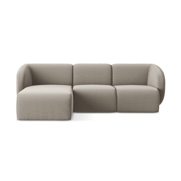 Šviesiai rudos spalvos kampinė sofa iš velveto (su kairiuoju kampu/su gultu) Lani – Makamii