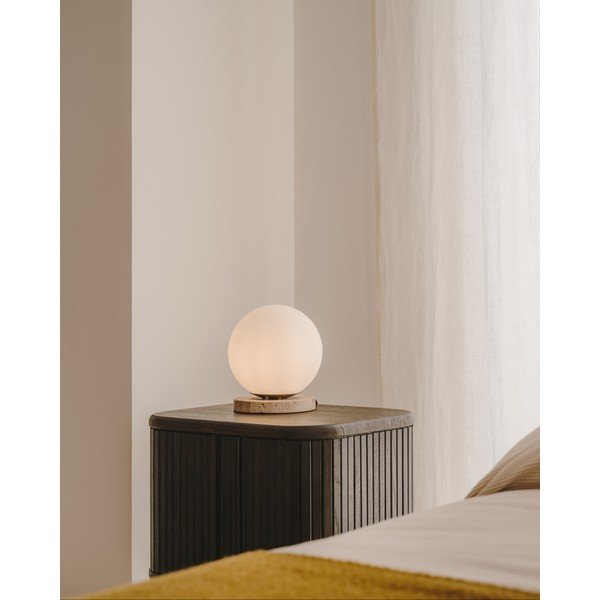 Stalinis šviestuvas baltos spalvos (aukštis 22 cm) su stiklo gaubtu Malachi – Kave Home-image-1