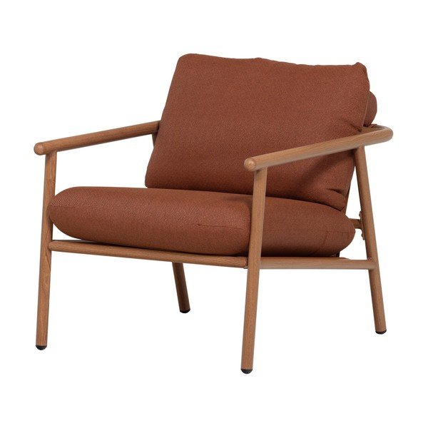 Terakotos spalvos metalinis/paminkštinto audinio sodo krėslas Cavero – WOOOD