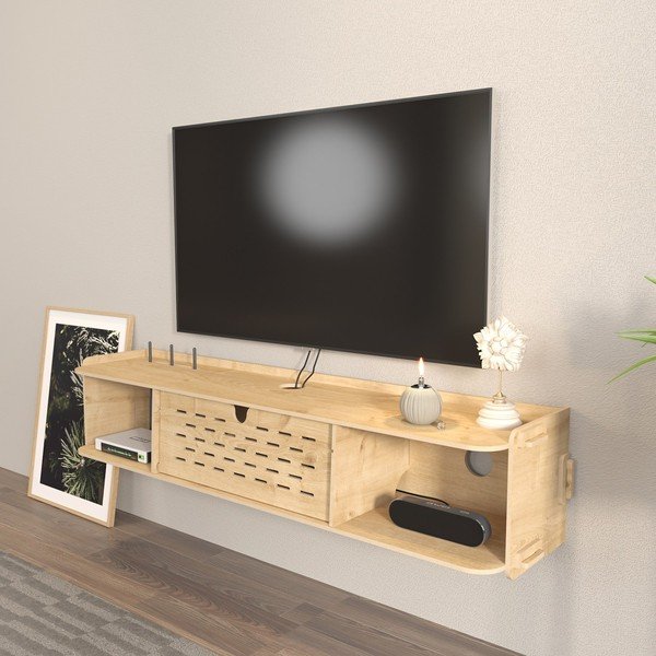 Natūralaus ąžuolo TV staliukas 116,5x19,5 cm Sima - Kalune Design-image-4