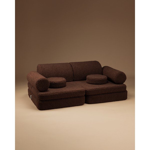 Tamsiai rudos spalvos vaikiška sofos pagalvėlė iš boucle Warm Hazel – Wigiwama-image-1