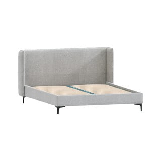 Dvigulė lova pilkos spalvos audiniu dengta su lovos grotelėmis 180x200 cm Basti – Ropez