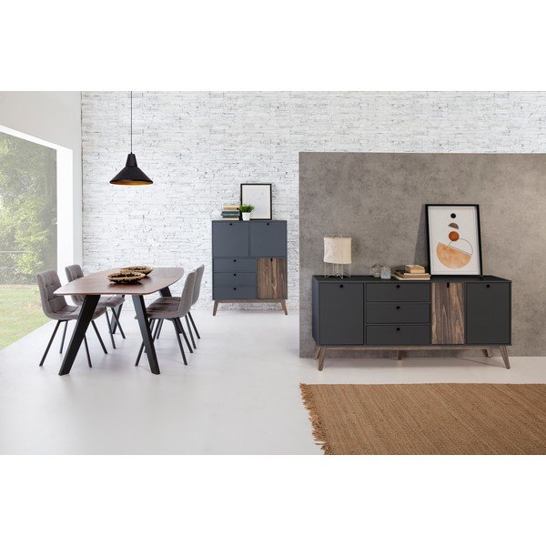 Antracito pilkos spalvos aukšta komoda Marceric Kiara-image-1