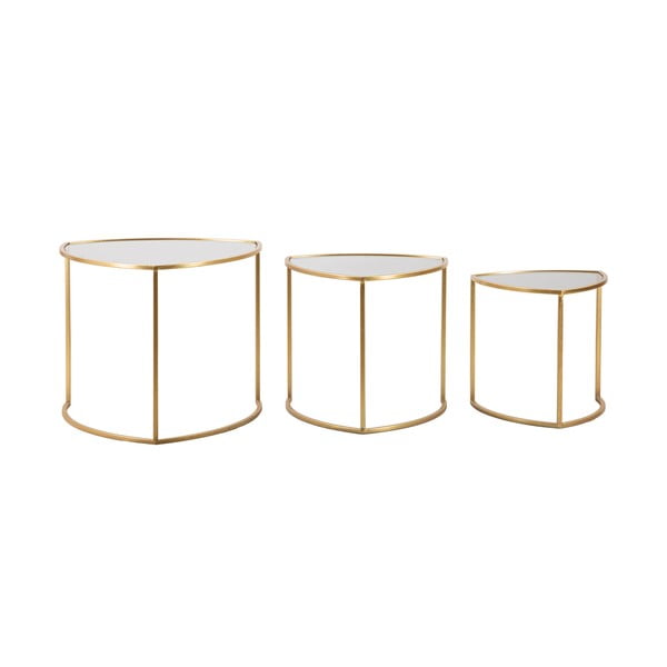 Apvalios formos kavos staliukai auksinės spalvos 3 vnt. su stikliniu stalviršiu ø 60 cm Triangle – Mauro Ferretti