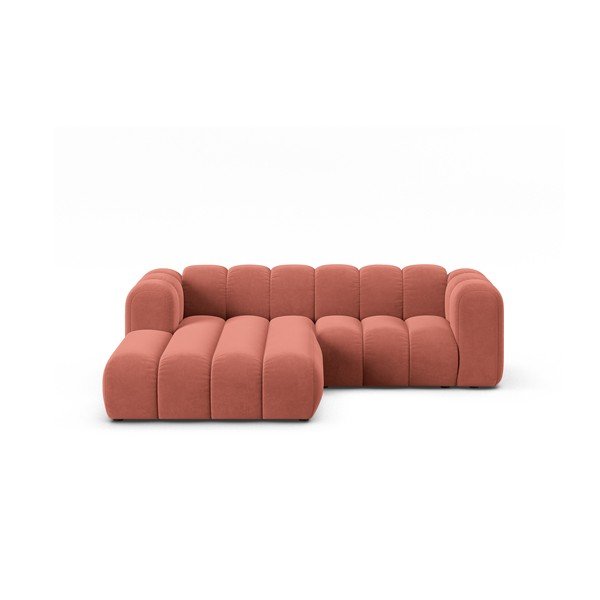 Kampinė sofa rožinės spalvos (su kairiuoju kampu) Lupine – Micadoni Home