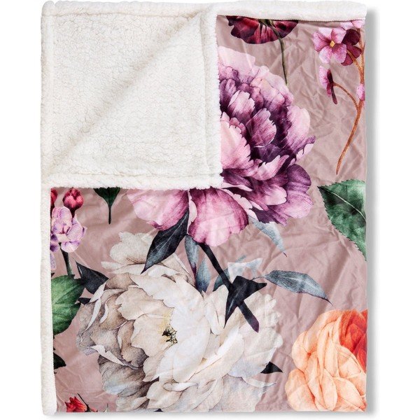 Smėlio spalvos dvipusė antklodė Descanso Fiori, 130 x 160 cm-image-3