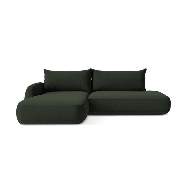 Tamsiai žalios spalvos sulankstoma kampinė sofa (su kairiuoju kampu/su gultu) Hale – Makamii