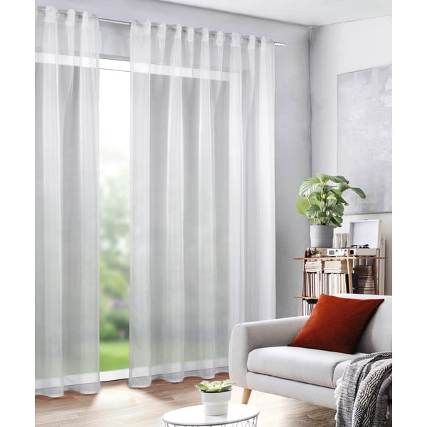 Baltos spalvos iš šydo permatoma užuolaida 135x245 cm Uni – Sehlbach-image-1