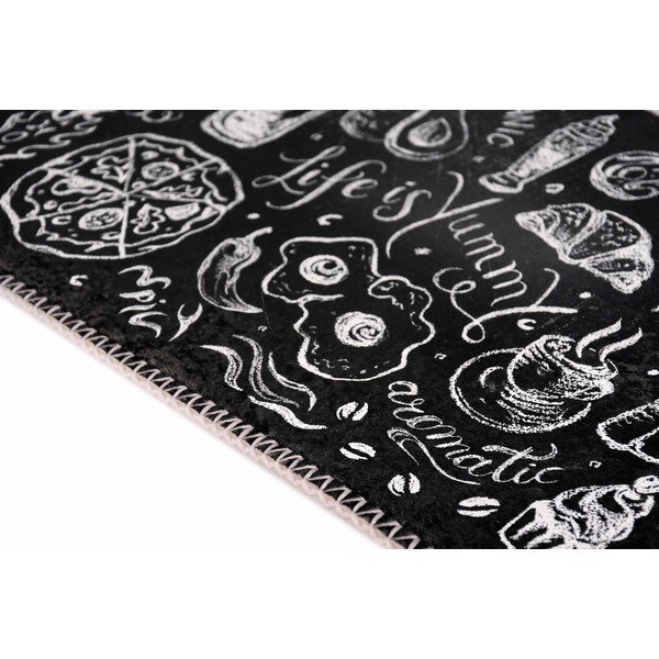 Skalbiamas juodos spalvos kilimas 80x200 cm Life Is Yummy – Vitaus-image-2