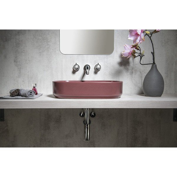 Ovalo formos bordo spalvos keraminis praustuvas Sapho Infinity, 55 x 36 cm-image-3