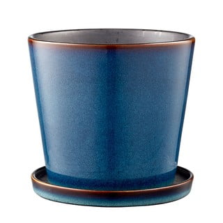 Mėlynos spalvos keramikos puodas su padėkliuku "Bitz Jungle", ø 14 cm