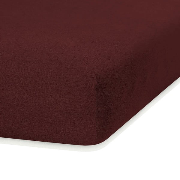 Rudos spalvos iš frote audinio paklodė su guma 180x200 cm Ruby – Restilo-image-1