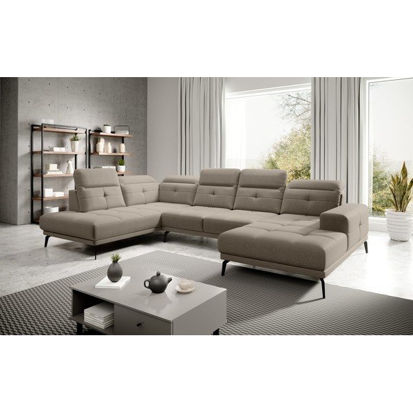 Smėlio spalvos kampinė sofa (su kairiuoju kampu/„U“ formos) Bretan – ELTAP-image-1