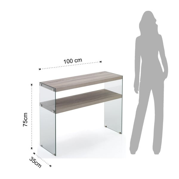 Konsolinis staliukas natūralios spalvos su ąžuolo dekoro stalviršiu 35x100 cm Nancy – Tomasucci-image-1