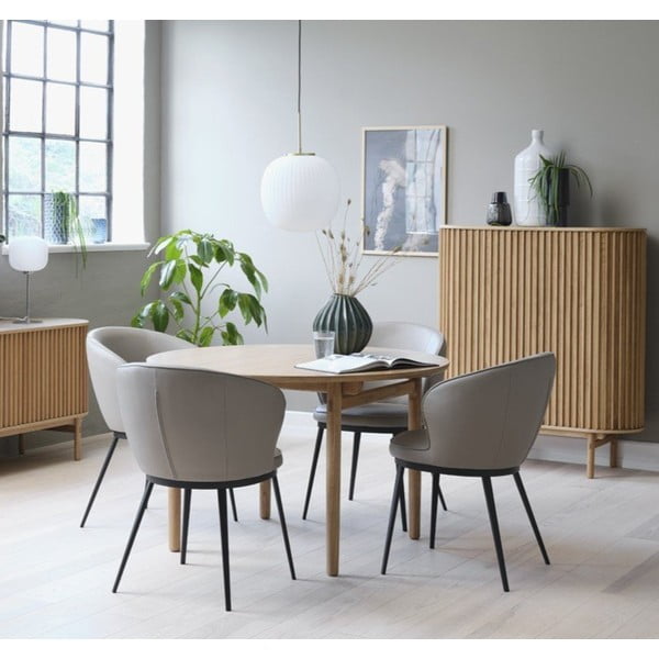 Ąžuolinis apvalus sulankstomas valgomojo stalas ø 120 cm Carno - Unique Furniture-image-1