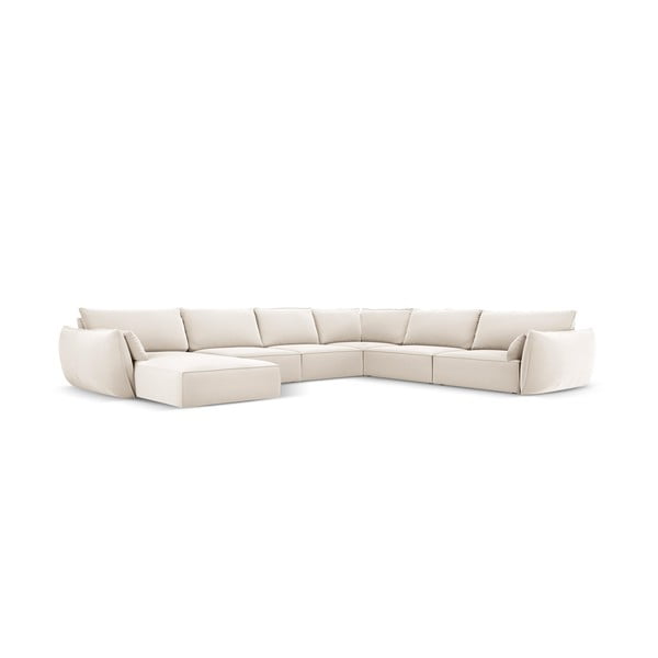 Smėlio spalvos iš velveto kampinė sofa (su dešiniuoju kampu/„U“ formos) Vanda – Mazzini Sofas-image-2