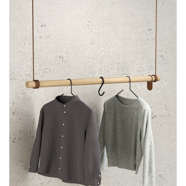 Natūralios spalvos iš ąžuolo masyvo sieninė lentyna 110 cm Swing L – LIND DNA-image-1