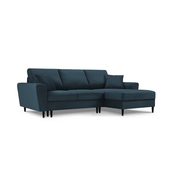 Tamsiai mėlyna kampinė sofa-lova Kooko Home Jazz, dešinysis kampas-image-2
