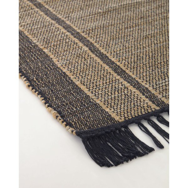 Apverčiamas juodos spalvos/natūralios spalvos iš jūros dumblių pluošto kilimas 160x230 cm Brunilda – Kave Home-image-2