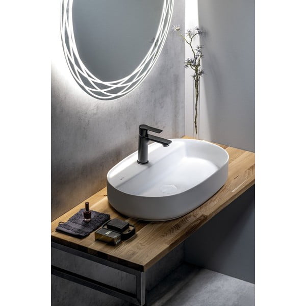Iš keramikos praustuvas baltos spalvos 60x40 cm Infinity Oval – Sapho-image-1