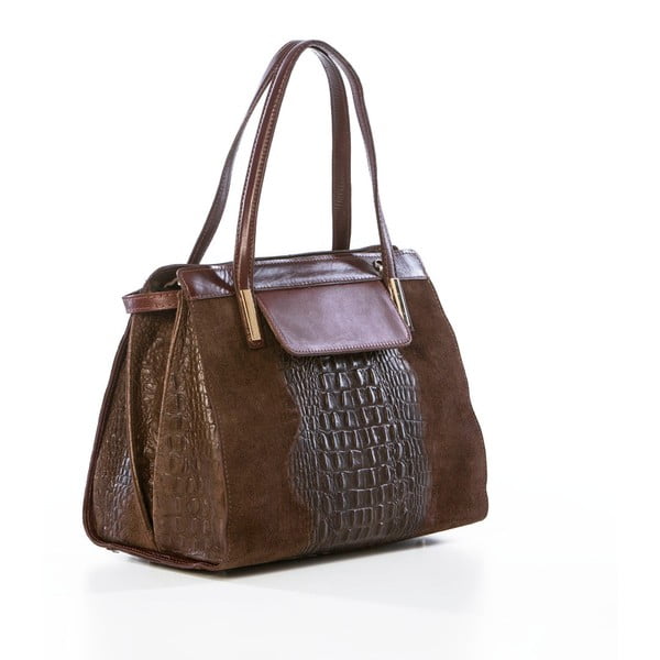 Odinė rankinė Croco Brown-image-4