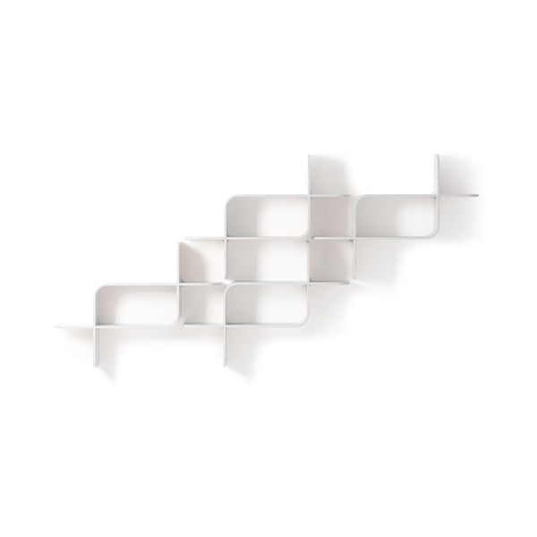 Iš kaučiukmedžio masyvo kelių aukštų sieninė lentyna baltos spalvos 62 cm Montage – Umbra-image-2