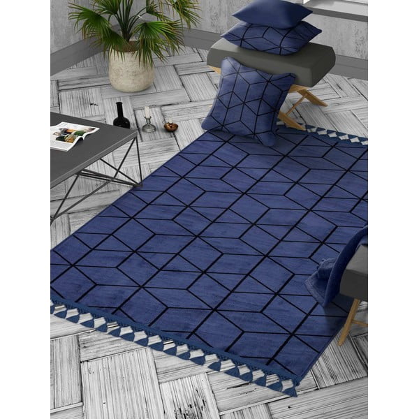 Mėlynas plaunamas kilimas 180x120 cm - Vitaus-image-1