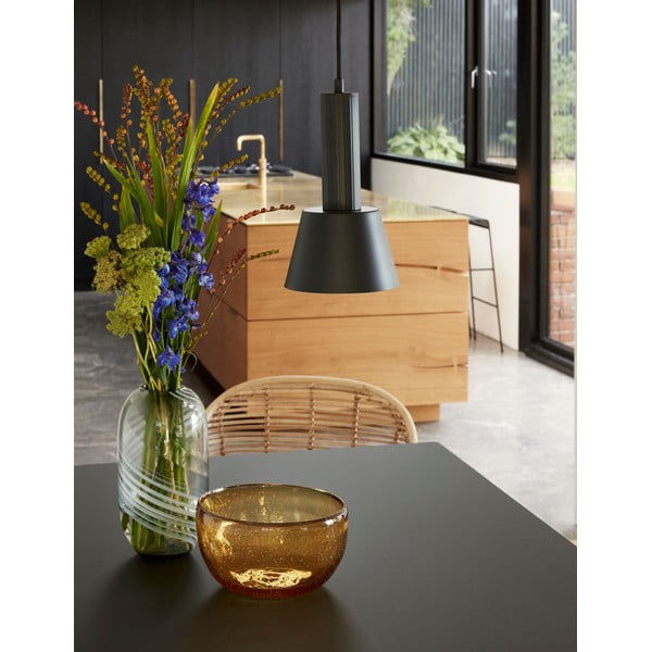 Pilkos spalvos stiklinė vaza Hübsch Lara, 28 cm aukštis-image-1