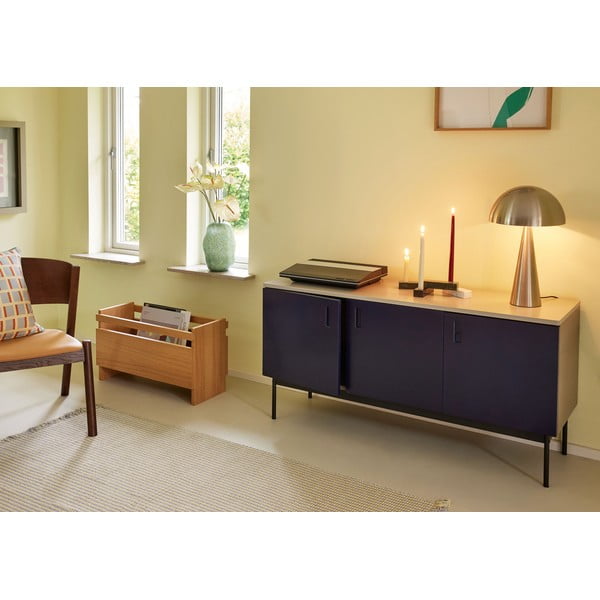 Iš uosio masyvo žema šoninė spintelė tamsiai mėlynos spalvos/pilkos spalvos 135x68 cm Study – Hübsch-image-2