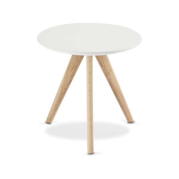 Baltas žurnalinis staliukas su ąžuolinėmis kojomis Furnhouse Life, Ø 40 cm-image-3