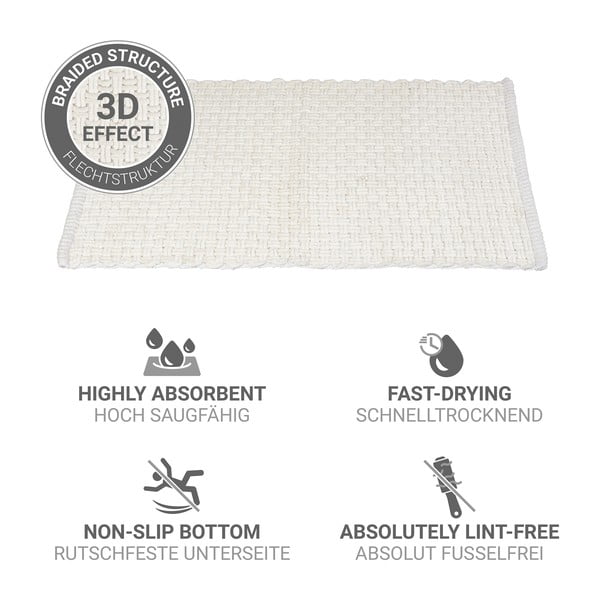 Baltos spalvos iš tekstilės vonios kilimėlis 50x80 cm Ecoli – Wenko-image-4