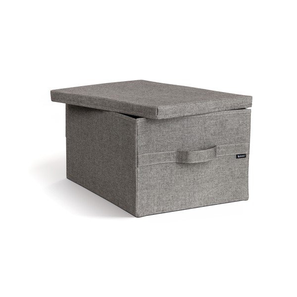 Pilkos spalvos iš tekstilės daiktadėžė su dangčiu 36x46x25 cm Soft Storage Large – Bigso-image-3