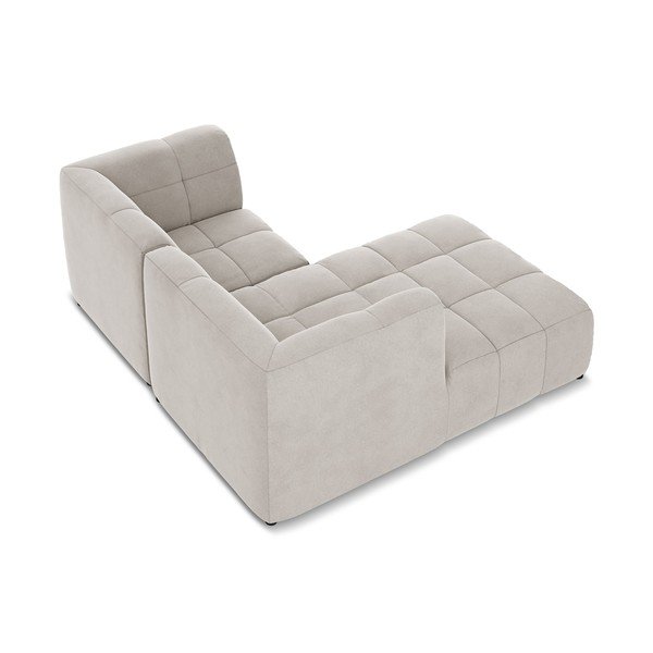 Smėlio spalvos kampinė sofa iš velveto (su kairiuoju kampu/su gultu) Aloha – Makamii-image-4
