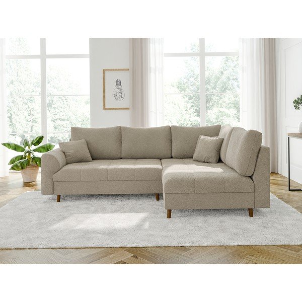 Smėlio spalvos iš boucle kampinė sofa (su dešiniuoju kampu/„L“ formos) Ariella – Ropez-image-1