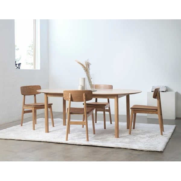 Prailginamas valgomojo stalas natūralios spalvos su ąžuolo dekoro stalviršiu 100x190 cm Gallina – Unique Furniture-image-3