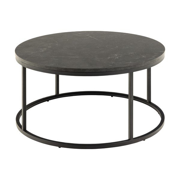 Apvalios formos kavos staliukas juodos spalvos su marmuro dekoro stalviršiu ø 80 cm Spiro – Actona-image-4