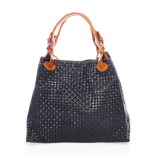 Tamsiai mėlyna odinė rankinė Federica Bass Hydri-image-1