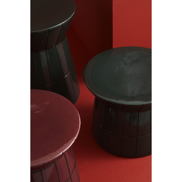Bordo spalvos iš keramikos apvalios formos kavos staliukas ø 38 cm Abbes – Bizzotto-image-4