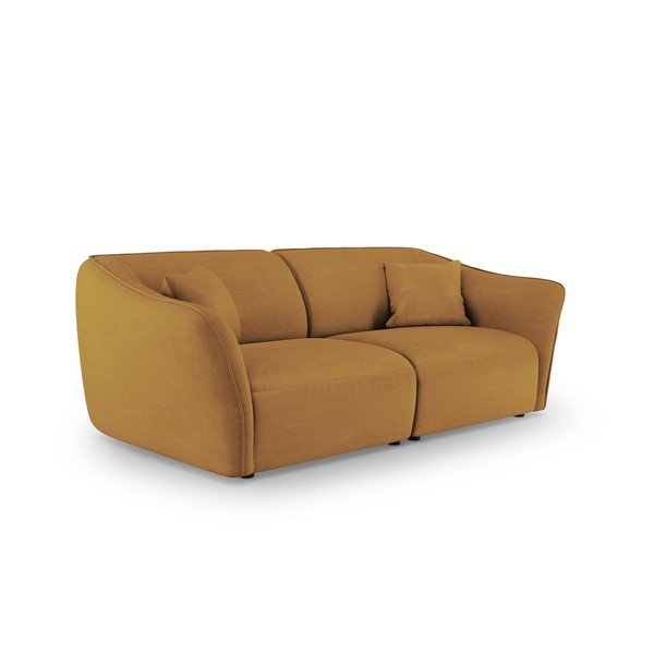 Iš boucle sofa garstyčių spalvos 206 cm Tokyo – Cosmopolitan Design-image-1