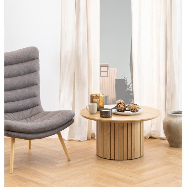 Apvalus kavos staliukas su ąžuoliniu stalviršiu ø 80 cm Yale - Actona-image-1