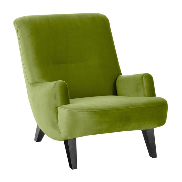 Žalias fotelis su juodomis kojomis "Max Winzer Brandford Suede