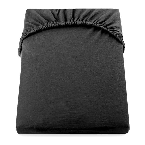 Juodas elastinė paklodė DecoKing Nephrite, 160/180 x 200 cm