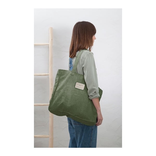 Lininis krepšys Really Nice Things Green Moss, plotis 42 cm-image-1